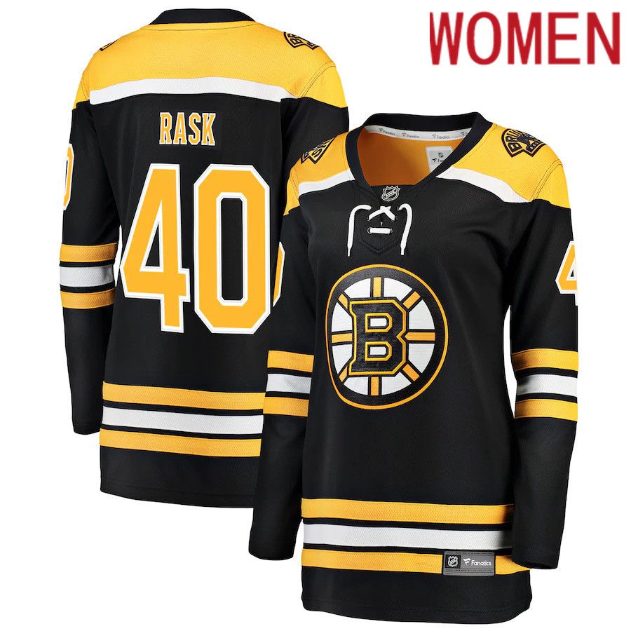 Women Boston Bruins 40 Tuukka Rask Fanatics Branded Black Home Breakaway Player NHL Jersey